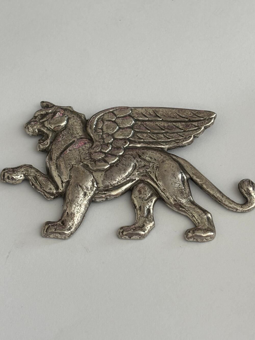 Vintage Winged Lion of Venice  Pewter Brooch